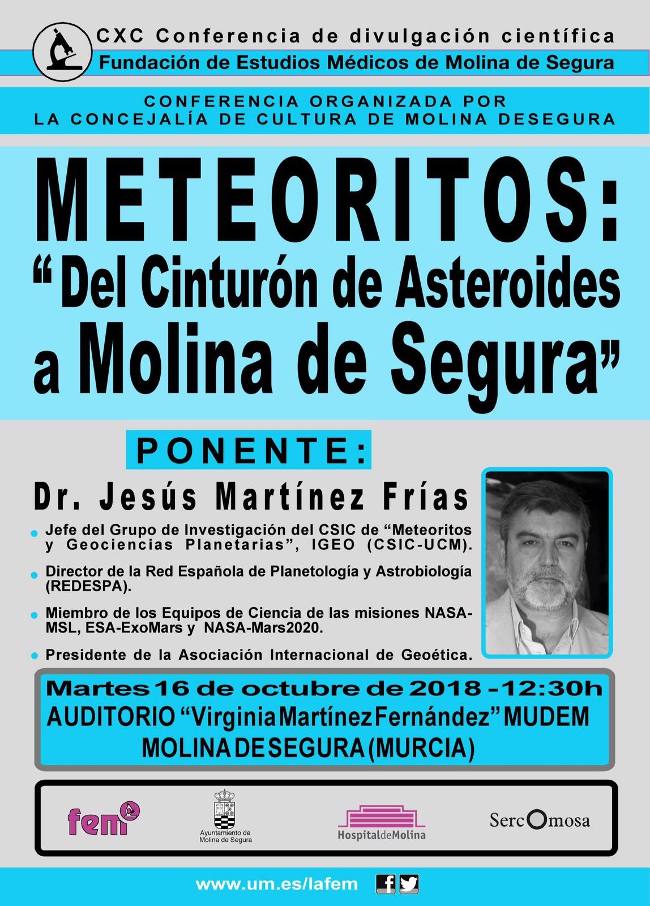 Conferencia Meteoritos. Del Cinturn de Asteroides a Molina de Segura a cargo del Doctor Jess Martnez Fras-2jpg